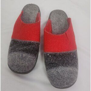 Rhode Women's Sz. 42 Red/Black/Grey Felt Mule Slippers